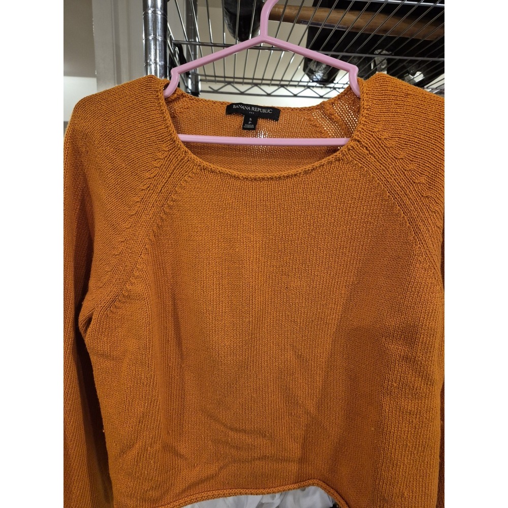 Banana Republic Orange Knit Boatneck Raglan Long Sleeve Sweater Size S EUC - Picture 7 of 11